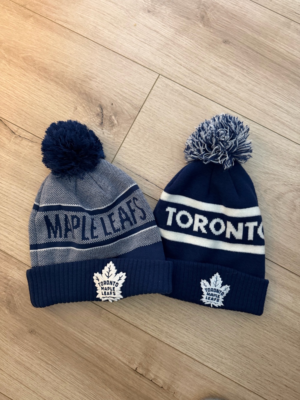 Navy Pom Beanie Hat - NHL Team Knit Cap